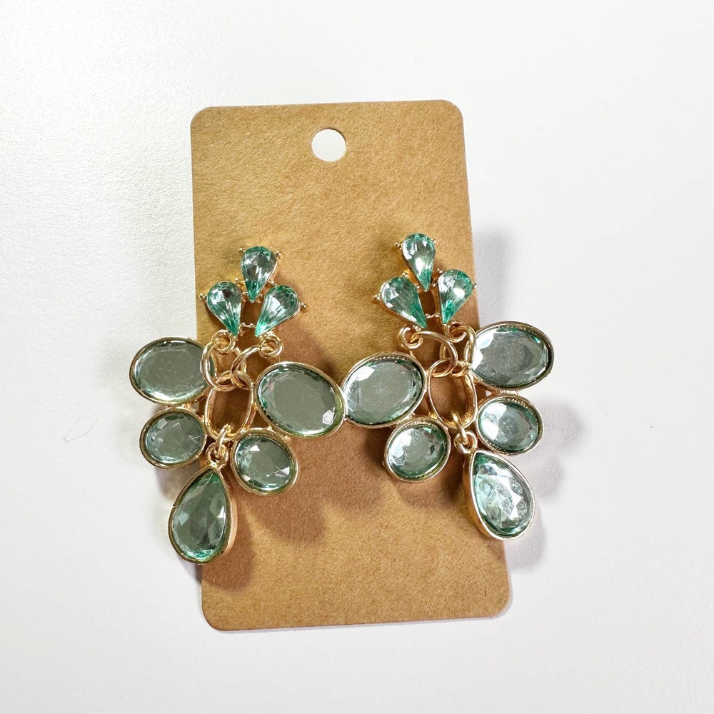 Dangling Aqua Glass Chandelier Earrings